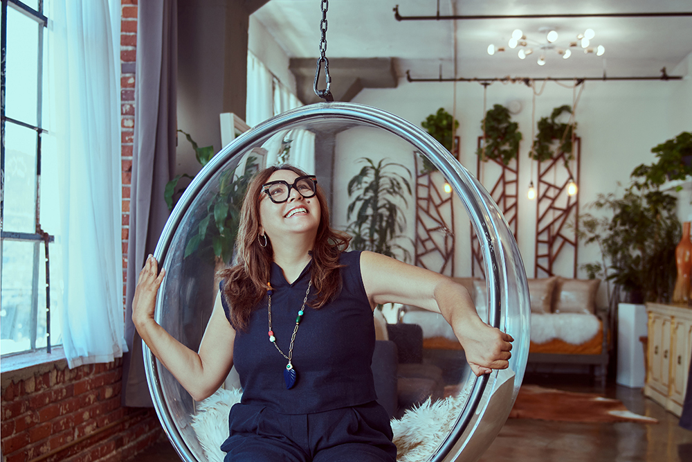 Rosa Maria Villalpando, recipient of VNS device for stroke recovery, seated in Downtown Los Angeles