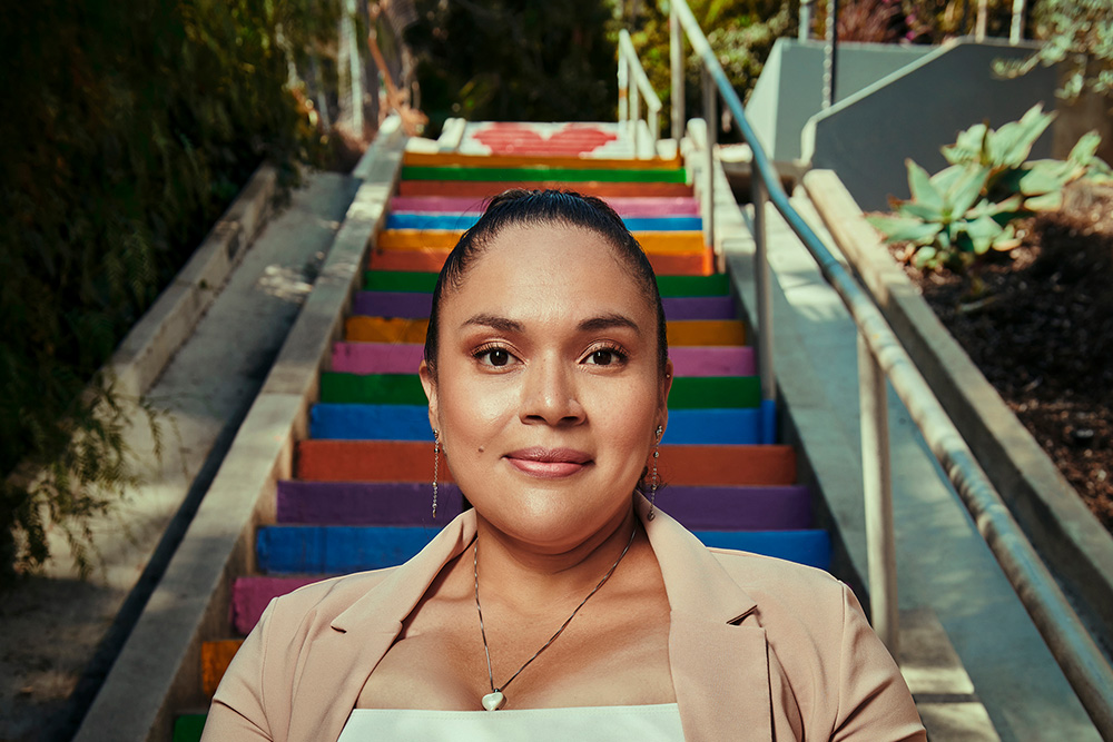 Zuleyma Santos, pictured in Los Angeles, wearing her LVAD while waiting for a heart transplant.